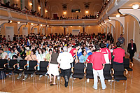 Crowd in hall